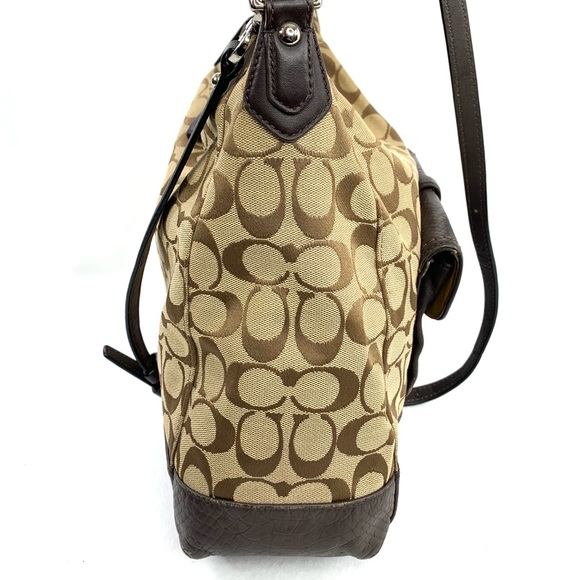 Coach Charlie F32081 Tan Brown Signature Python Hobo Shoulder Crossbody Bag - Picture 8 of 11